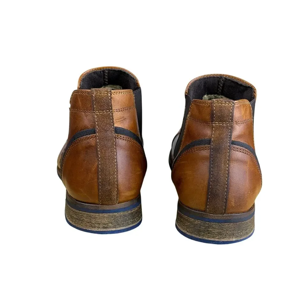 Bull Boxer Navos Brown Leather Chelsea Boots Mens Size 8 Cap Toe